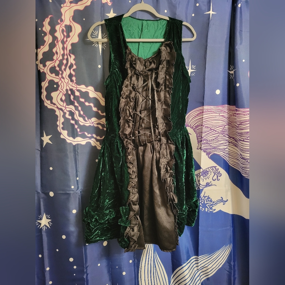 Dark Gothic Lolita Dress, Emerald Green & Black, Handmade!